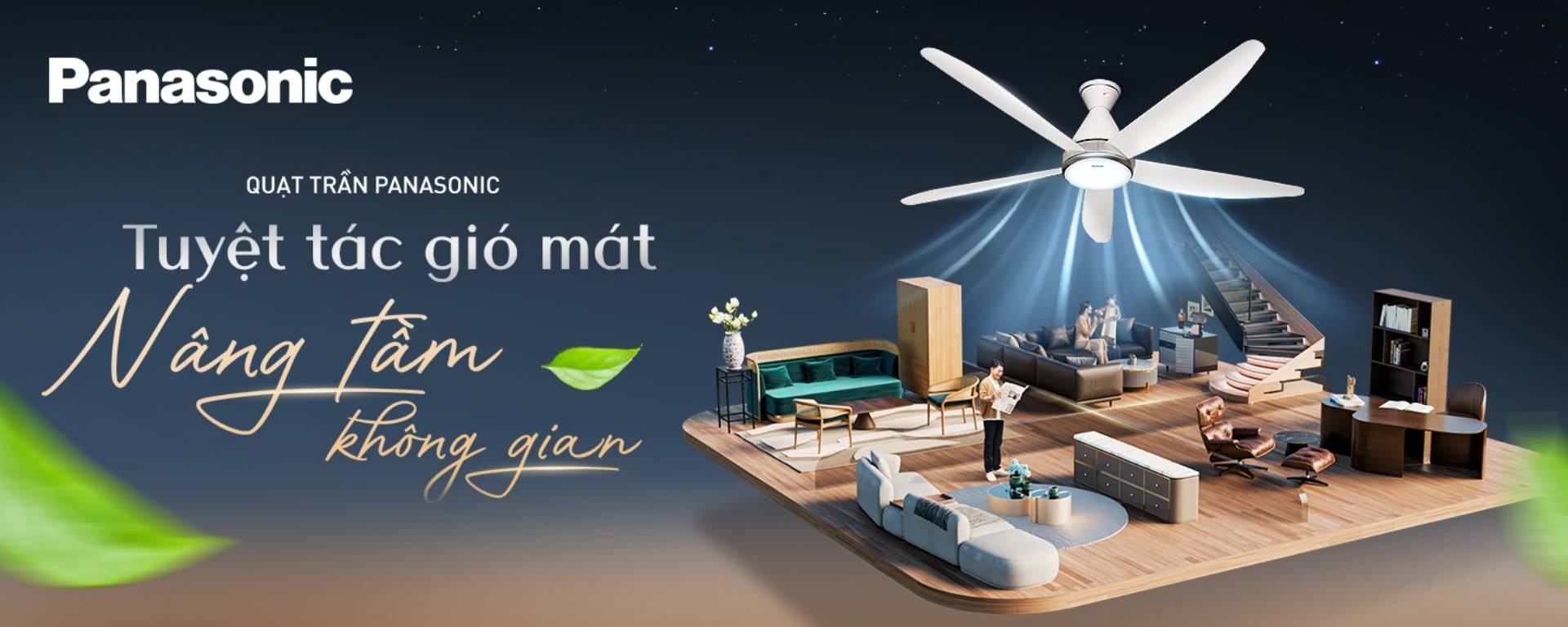 Quạt Trần Panasonic 5 Cánh – Mát Êm, Sang Trọng, Siêu Tiết Kiệm